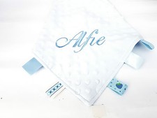 Personalised Baby Soft Dimple Comforter Taggy taggie tag  Blanket Boy Girl Gift 