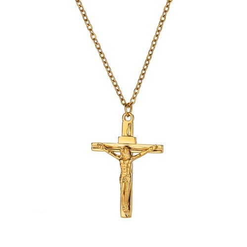 18k gold jesus crucifix cross - gold,