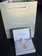 Gold Alex Monroe Stamp Pendant Necklace With Box And Bag. Brand New
