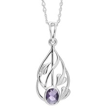 Sterling silver &  purple amethyst Charles Rennie Mackintosh Necklace in box