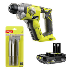 Ryobi R18SDS-0 18V ONE+ SDS+ Drill, RB1820C 18V 2.0AH Battery & Chisel Bit Kit