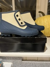 'Spats' Original  Prussian Blue & Cream Rubber ankle Boots  Size EU 40/ UK6.5
