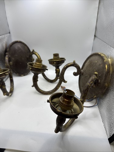 Pair vintage brass wall - brass,