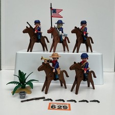 Playmobil Western Soldiers Union Mounted Infantry x  5 Figures ACW Horses Army 3