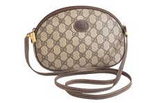 Authentic GUCCI Vintage Shoulder Cross Bag Purse GG PVC Leather Brown Junk 2662N