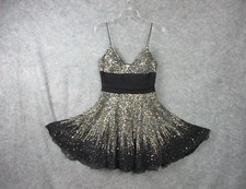 Sherri Hill Mini Dress Women's 8 Black Silk Sleeveless Sequins Fairy Y2K Prom