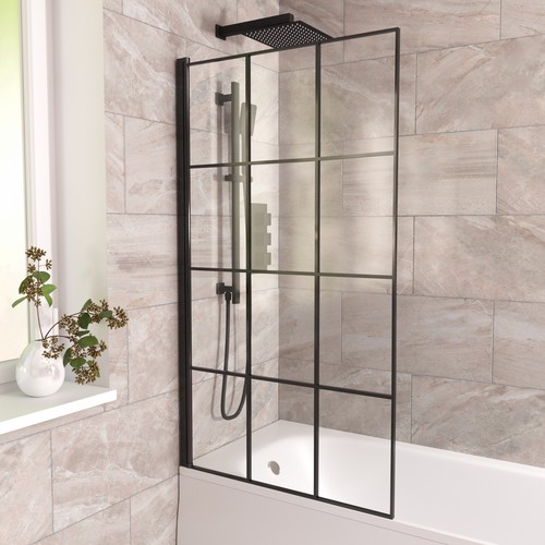 800mm square bath screen - bath, black