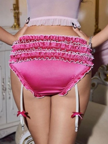 Pink satin bow garter - bow,