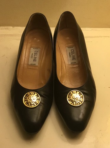 Celine black leather court - celine,