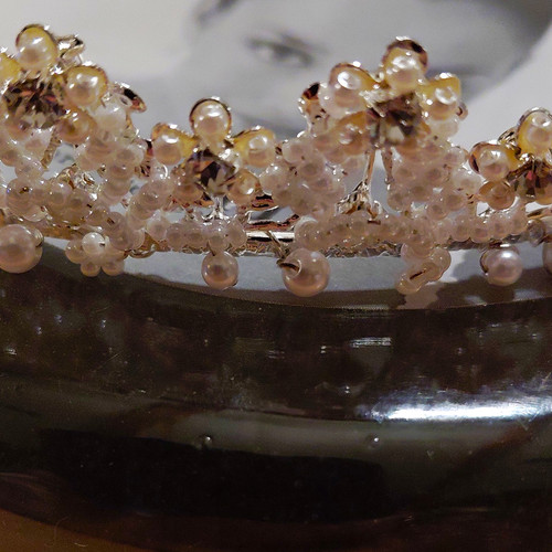 Silver pearl floral bridal - pearl,