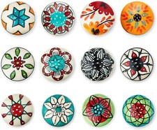 KnobKnob Ceramic Door Knobs Cupboard Cabinet Pull Handle Colourful (Set of 12)