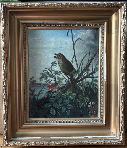 Antique 1863 original bird oil - antique,