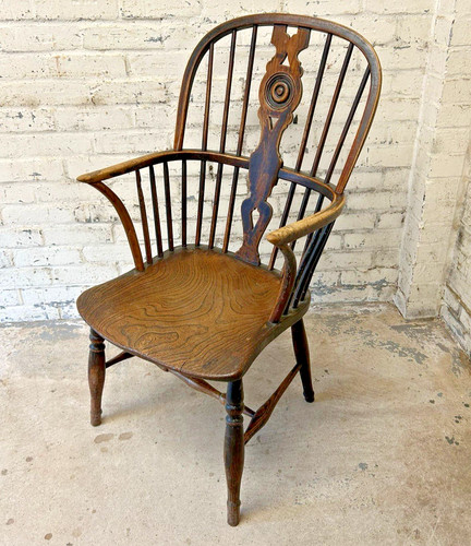 Antique georgian elm splat - antique,