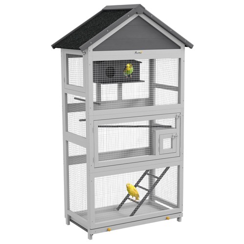 Wooden bird cage with stand - wooden,