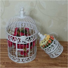 Large Decorative Bird Cage White Metal Birdcage Home Wedding Vintage Ornaments