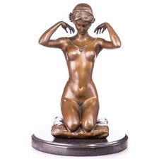 Art Nouveau Bronze Sculpture Nude Woman with Necklace after Paul Ponsard