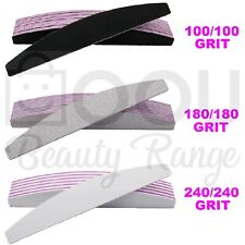 Nail Files 100/180/240 Grit Professional Quality Half Moon Buffer Emery Board
