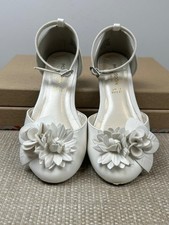 Monsoon Girls Child Size 13 Ivory Flower Ballerina Flats adjustable ankle stap