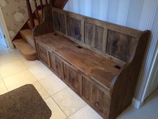 6 ft Rustic Plank Style Monks Bench/Settle/Pew With Storage (MADE TO ANY SIZE)