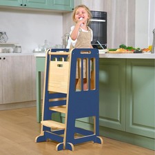 WINGYZ Toddler Learning Tower 3-Height Adjustable Kitchen Helper Dark Blue