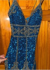 Sherri Hill Blue And Gold