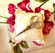 Lace & silk pincushion