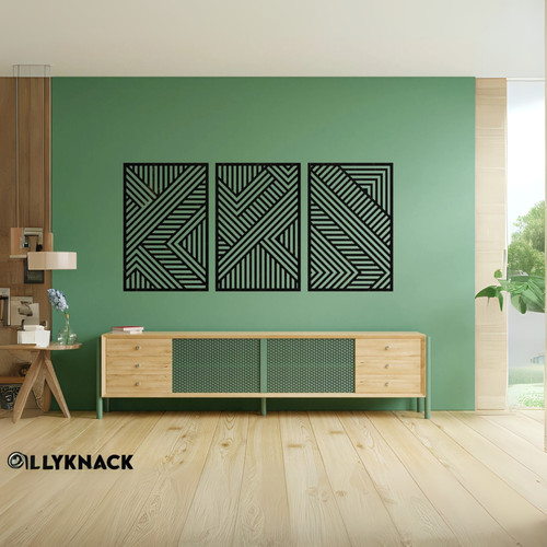 Large geometric wood wall - large, art