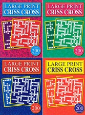 Set 4 x Adult Criss Cross Books LARGE PRINT 200 Puzzles per Book Crossword Game