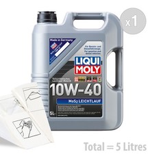 Liqui Moly MoS2 Leich. 10w-40 Car Engine Oil Service Kit / Pack 5 LITRES 5L
