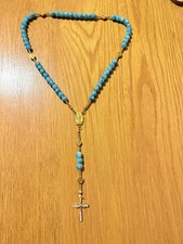 Handmade Rosary, Made from 6mm Stone Beads, Gold Colour Stainless Steel Cross