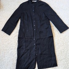 Jaeger Vintage Linen Dress Suit UK14 100% Linen Navy Blue