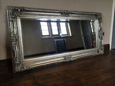 Antique Silver  Ornate Statement Dress Leaner Full length Floor Wall Mirror 6ft