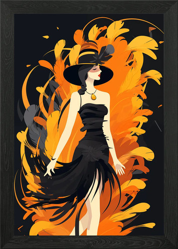 Art deco lady framed wall - lady,