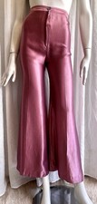 Vintage Original 1970s Shimmery Pink Disco Flare Pants Bellbottom silk satin