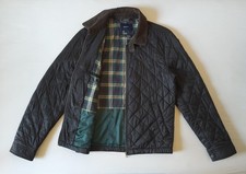 GANT QUILTED WINDCHEATER JACKET S Black Diamond Zipped Cord Collar Tartan Lined