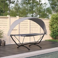 Grey Outdoor Canopy Lounge Bed