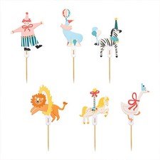 Circus Cupcake Food Pick Toppers - Pack of 6