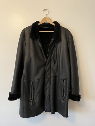 Armani black shearling coat