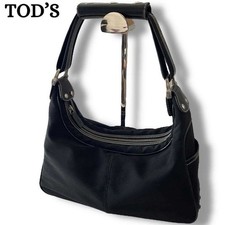 TOD'S Handbag Shoulder Bag Small Nylon Leather Black Women's USED FROM JAPAN