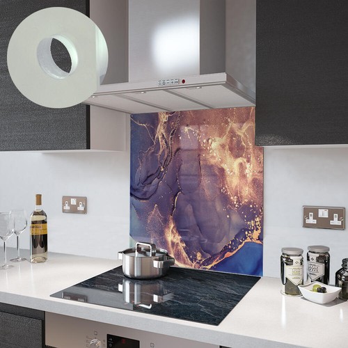 Glass splashbacks blue bronze - splashbacks,
