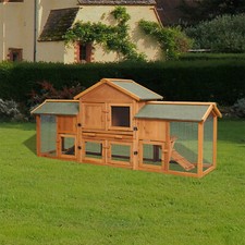 79.5" 2 Tier Rabbit Hutch Large Bunny Cage Small Animal  Pet House with 2 Rununs