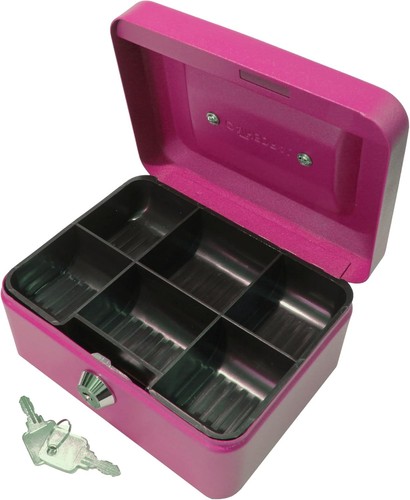Secure portable pink cash box - secure,