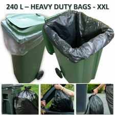 Clear & Black Heavy Duty Wheelie Refuse Sacks Strong 240L Bin Liners Rubbish Bag