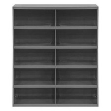 Steel Pigeonhole Bin Unit 10 Bins 5 Shelves 42x34x12 in Gray Storage Organizer