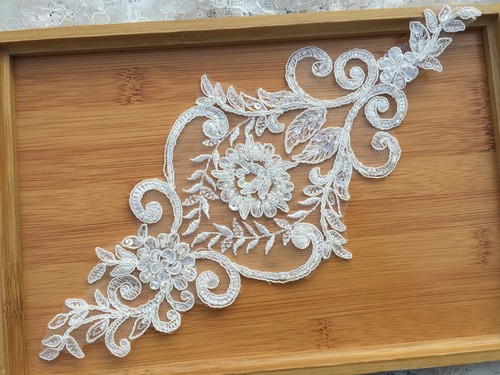 Beaded costume motif - motif, ivory