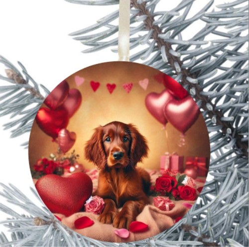 Red setter dog hanging bauble - red,