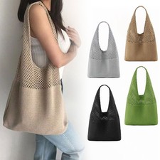 Women Crochet Knitted Bohemian Shoulder Bag Tote Handbag Shopping Bag Beach bags