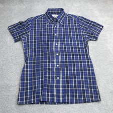 Brutus Shirt Mens Medium Navy Check Trimfit Casual Mod Ska Terrace Skinhead 6841