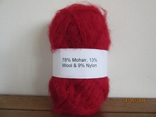Mohair Wool Yarn 50g Cherry Red 78% Mohair Double Knitting (2NM)