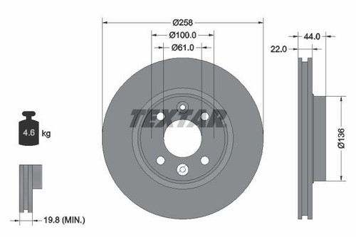 Textar 92255203 front - 92255203, brake